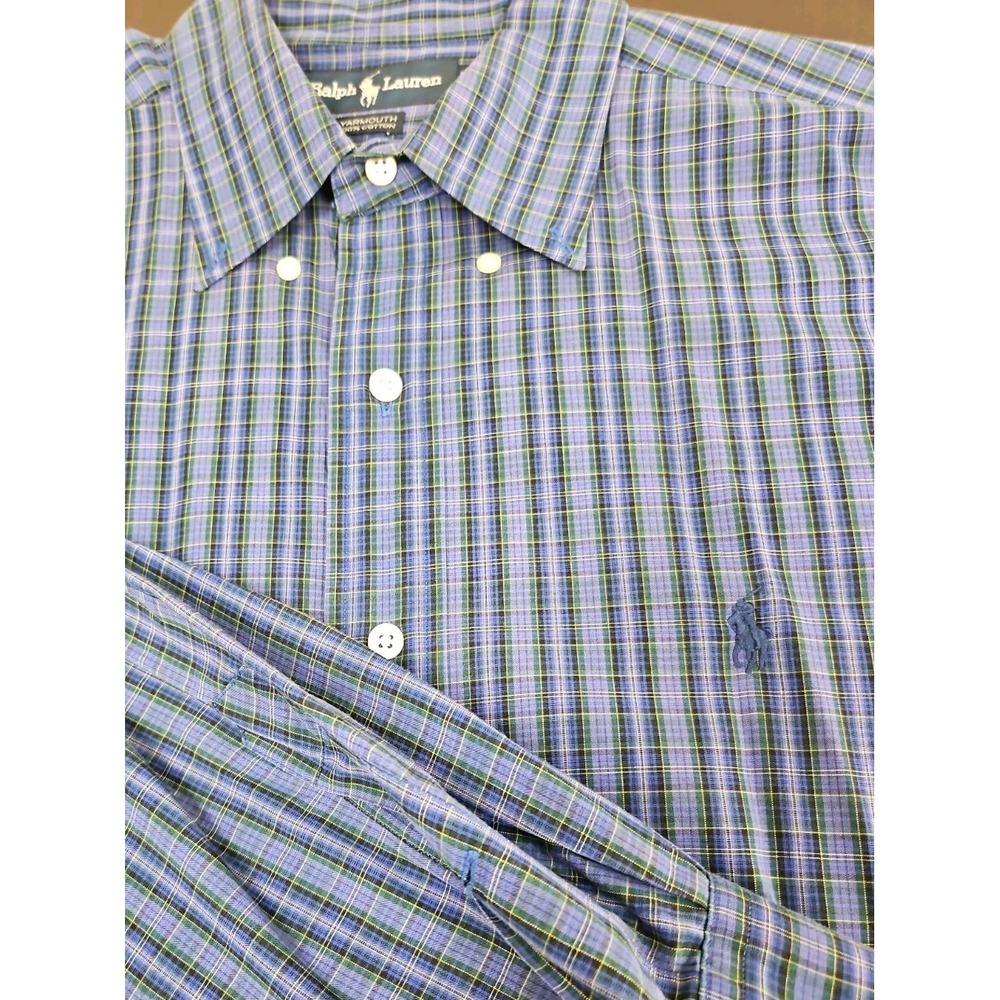 Ralph Lauren Yarmouth Blue Pinpoint Oxford Long Sleeve Button Down Shirt 16 1/2